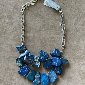 Blue stone two-tier necklace